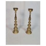 Brass Candle Holders, Turned Baluster Design, Set of Three