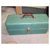 Green Metal Cantilever Tackle Box with Contents