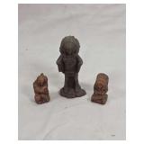 Joanne Bird Bronze Native American Figurine and Two Resin Shakers