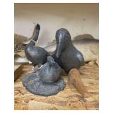 Ducks Unlimited Cast Resin Waterfowl Sculpture Featuring Three Birds and Integrated Medallion