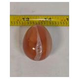 Polished Carnelian Agate Mineral Specimen Carved Egg with Quartz Inclusion