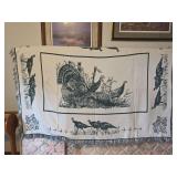 Reversible Woven Textile Throw Blanket Featuring Wild Turkey Motifs