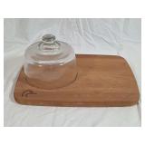 Ducks Unlimited Branded Wood Serving Board and Glass Dome Cover
