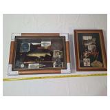 Two Framed Shadow Box Wall Displays with Fishing Themes