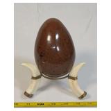 Polished Stone Egg on Tusk and Brass Tripod Stand