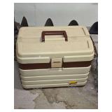 Plano Plastic Fishing Tackle Box with Multi-Tier Trays and Fishing Equipment