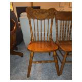 Oak Windsor Chair with Carved Crest Rail and Spindle Back