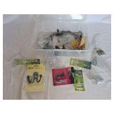 Hardware Assortment with Picture Hangers, Wire, and Hooks in Plastic Storage Container