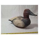 Wood Carved Duck Decoy with Weighted Line and Stamp Markings