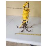Metal Grappling Hook with Yellow Polypropylene Rope