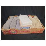 Assorted Terrycloth Bath Towels, Hand Towels, and Washcloths in Cardboard Box