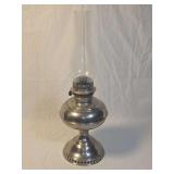 Rayo Nickel Plated Brass Oil Lamp with Glass Chimney Patented December 31 1895