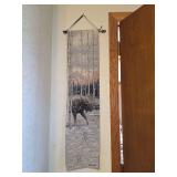 Jeff Tift Woven Textile Wall Hanging Featuring Moose in Winter Forest