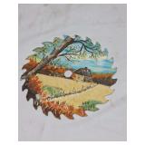 Signed Les Triskey Painted Circular Saw Blade Landscape Artwork