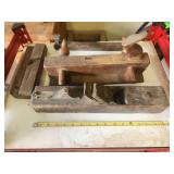 Group of Four Wooden Hand Planes and Metal Wood Rasp