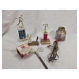 Bowling Trophies, Hand Mixer, Metal Canister, and Miscellaneous Goods
