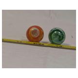 Two Handcrafted Swirled Glass Spheres