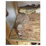 Gourd Art Sculptural Monster Head with Open Jaw and Inserted Teeth
