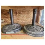 Two Resin and Concrete Patio Umbrella Bases