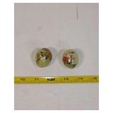 Two Hand-Painted Mineral Eggs with Floral and Avian Motifs