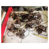 Group of Steel Animal Traps with Chains and Cables