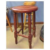 Turned Wood Bar Stool with Round Seat