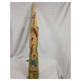 Burlap Wall Hanging with Wooden Ruler Frame and Bird Appliques
