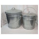 Two Behrens Galvanized Steel Locking Lid Storage Containers (6-Gallon and 10-Gallon)