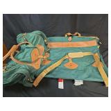 Boyt Green Canvas and Brown Leather Garment Bag with Duffle Attachment