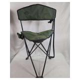 Bass Pro Shops Folding Three-Legged Camp Stool with Backrest and Cup Holder