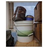 Maryland Club Butter-Nut and Maxwell House Master Blend Coffee Cans with Plastic Bucket