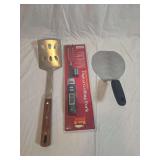 Maverick Digital Grilling Fork, Stainless Steel Spatula, Metal Spatula, and Butcher Block Countertop