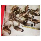 Group of Metal Animal Traps with Chains