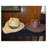 Two Western Hats Including RedHead Raffia Straw Hat and Faux Snakeskin Hat