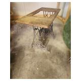 Singer Cast Iron Treadle Sewing Machine Base and Wooden Table