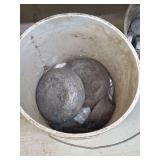 Lead Ingots in Plastic Bucket