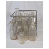 Fenns Guernsey Sioux Falls Metal Milk Crate with Glass Milk Bottles