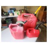 Three Blitz Plastic Gasoline Cans in Assorted Sizes