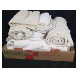 Assorted Terry Cloth Towels and Washcloths in Cardboard Box