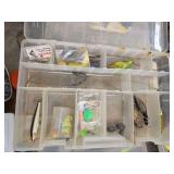 Plano Plastic Fishing Tackle Boxes with Lures, Hooks, and Sinkers