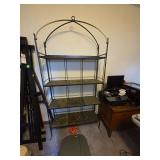 Metal Frame Bakers Rack with Stone Inset Shelves