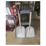 Two Aluminum Scoop Shovels with Wooden and Polymer Handles