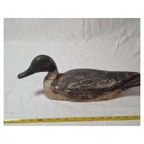 Carved Wooden Duck Decoy with Comb-Painted Detail
