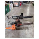 Remington Limb n Trim Electric Chainsaw, Sears Craftsman Double Insulated Electric Chainsaw, and Electric Hedge Trimmer