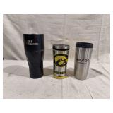 Three Insulated Travel Tumblers Featuring A-P Falcons, Hawkeyes, and AP/GC Wrestling Logos