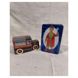 Hershey Chocolate Company Tin Delivery Truck and Snickers Tin Box