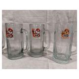 Set of Six A&W Root Beer Glass Mugs with Various Promotional Years