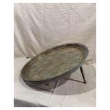 Middle Eastern Engraved Metal Tray Table