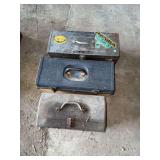 Three Assorted Metal and Plastic Toolboxes with Decals