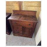 Wooden Washstand with Carved Floral Motifs and Storage Compartments
